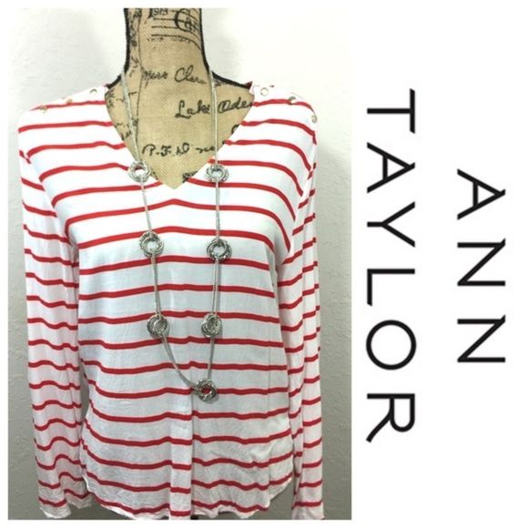 Ann Taylor Tops - ANN TAYLOR Horizontal Striped Blouse